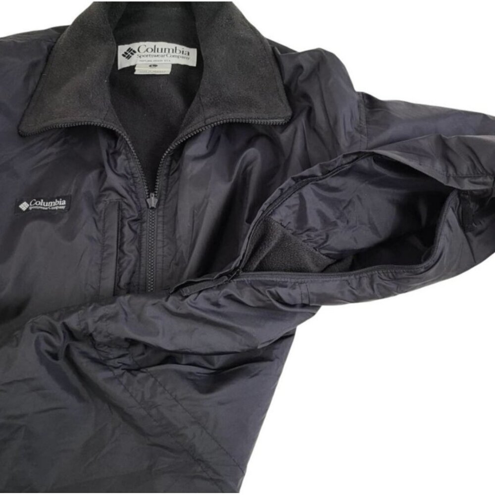 Columbia Polartec Jacket Fleece Lined Zip Pockets Underarm Zip Vents Sz L Black - Picture 5 of 5